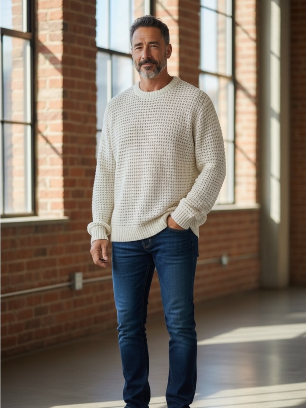 Vince Macro-Waffle Crew Neck Sweater